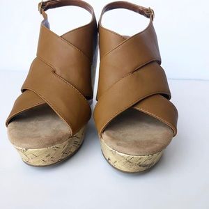 Montego Bay club tan cork wedges